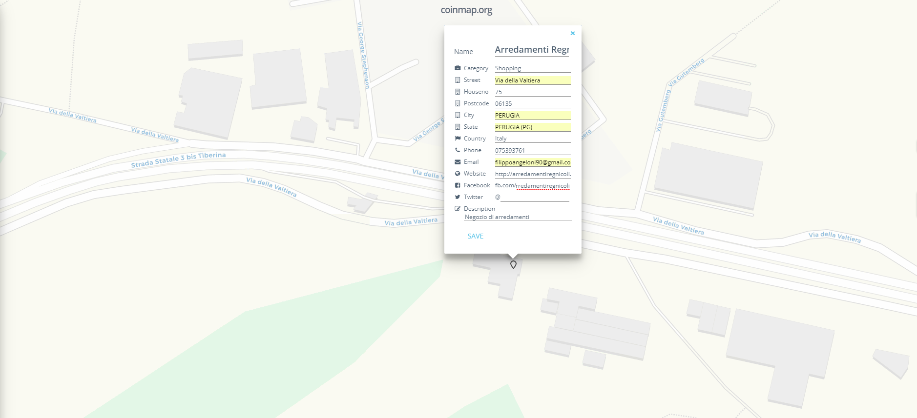 coinmap come aggiungere la tua attività