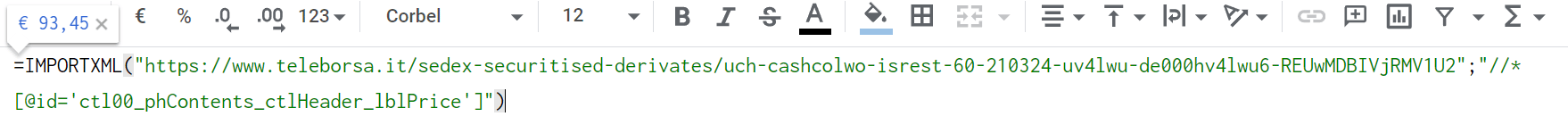 come estrapolare prezzo certificati su excel